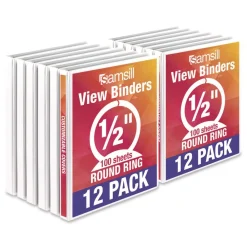 11 in. x 8.5 in. 0.5 in. Capacity 3 Rings Economy Round Ring View Binder - White (12/Carton) Binders & Binding Supplies