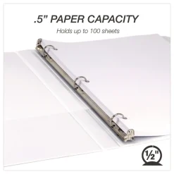 11 in. x 8.5 in. 0.5 in. Capacity 3 Rings Economy Round Ring View Binder - White (12/Carton) Binders & Binding Supplies