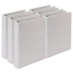 Best 8.5 in. x 5.5 in. 1 in. Capacity 3 Rings Economy Round Ring View Binder - White (6/Carton) Binders & Binding Supplies