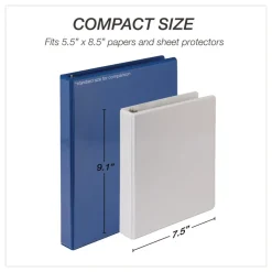 Best 8.5 in. x 5.5 in. 1 in. Capacity 3 Rings Economy Round Ring View Binder - White (6/Carton) Binders & Binding Supplies