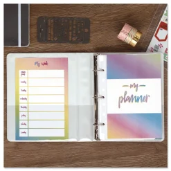 Best 8.5 in. x 5.5 in. 1 in. Capacity 3 Rings Economy Round Ring View Binder - White (6/Carton) Binders & Binding Supplies