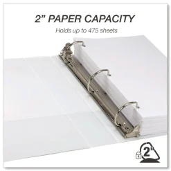 Clearance 11.5 in. x 8.5 in. 2 in. Capacity 3 Rings Durable D-Ring View Binders - White (4/Pack) Binders & Binding Supplies