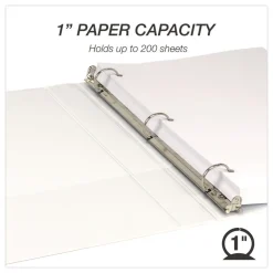 Outlet 11 in. x 8.5 in. 1 in. Capacity 3 Rings Economy Round Ring View Binder - White (6/Carton) Binders & Binding Supplies