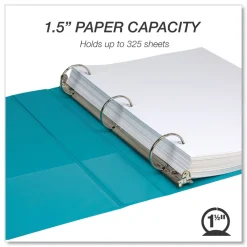 New Earth's Choice Plant-Based 11 in. x 8.5 in. 1.5 in. Capacity 3 Rings Economy Round Ring View Binders - Teal (2/Pack) Binders & Binding Supplies