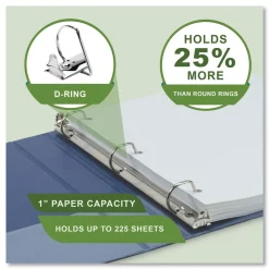 New Earth's Choice Plant-Based BOHO 11 in. x 8.5 in. 1 in. Capacity D-Ring View Binders - Indigo (2/Pack) Binders & Binding Supplies