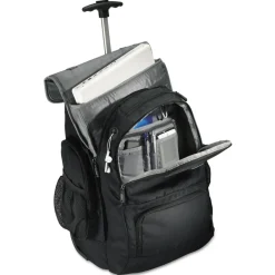 14 in. x 8 in. x 21 in. Polyester Rolling Backpack Fits Devices Up to 15.6 in. - Black/Charcoal Office Accessories