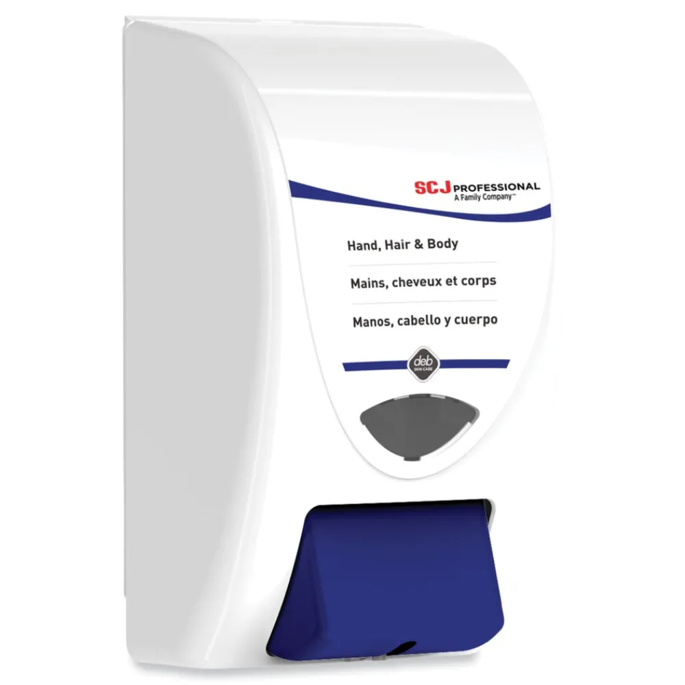 Discount 6.4 in. x 5.7 in. x 11.5 in. 2 L Cleanse Hand, Hair and Body Dispenser - White/Blue (8/Carton) Cleaning & Janitorial Supplies