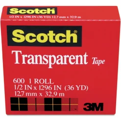 Discount 0.5 in. x 36 yds 1 in. Core Tape - Transparent (1-Roll) Tapes & Adhesives