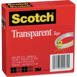 Hot 0.5 in. x 72 yds 3 in. Core Tape - Transparent (2/Pack) Tapes & Adhesives