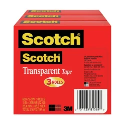 Discount 1 in. x 72 yds 3 in. Core Tape - Transparent (3/Pack) Tapes & Adhesives