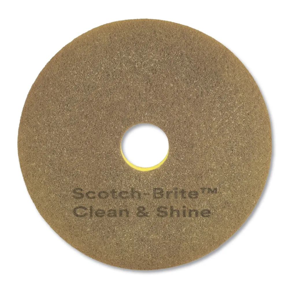 Best 17 in. Diameter Clean and Shine Pad - Brown/Yellow (5/Carton) Cleaning & Janitorial Supplies