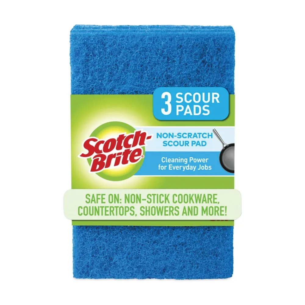 3 x 6 Non-Scratch Scour Pads - Blue (10/Carton) Cleaning & Janitorial Supplies