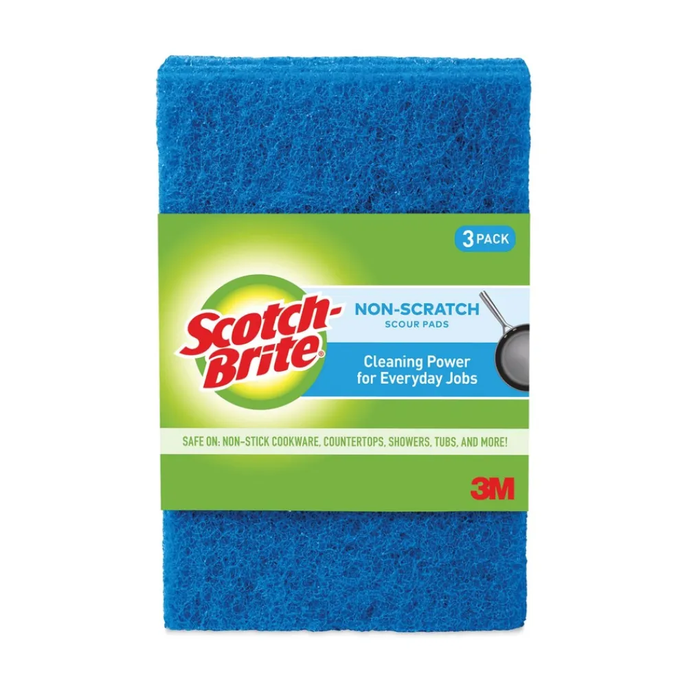 3 x 6 Non-Scratch Scour Pads - Blue (10/Carton) Cleaning & Janitorial Supplies