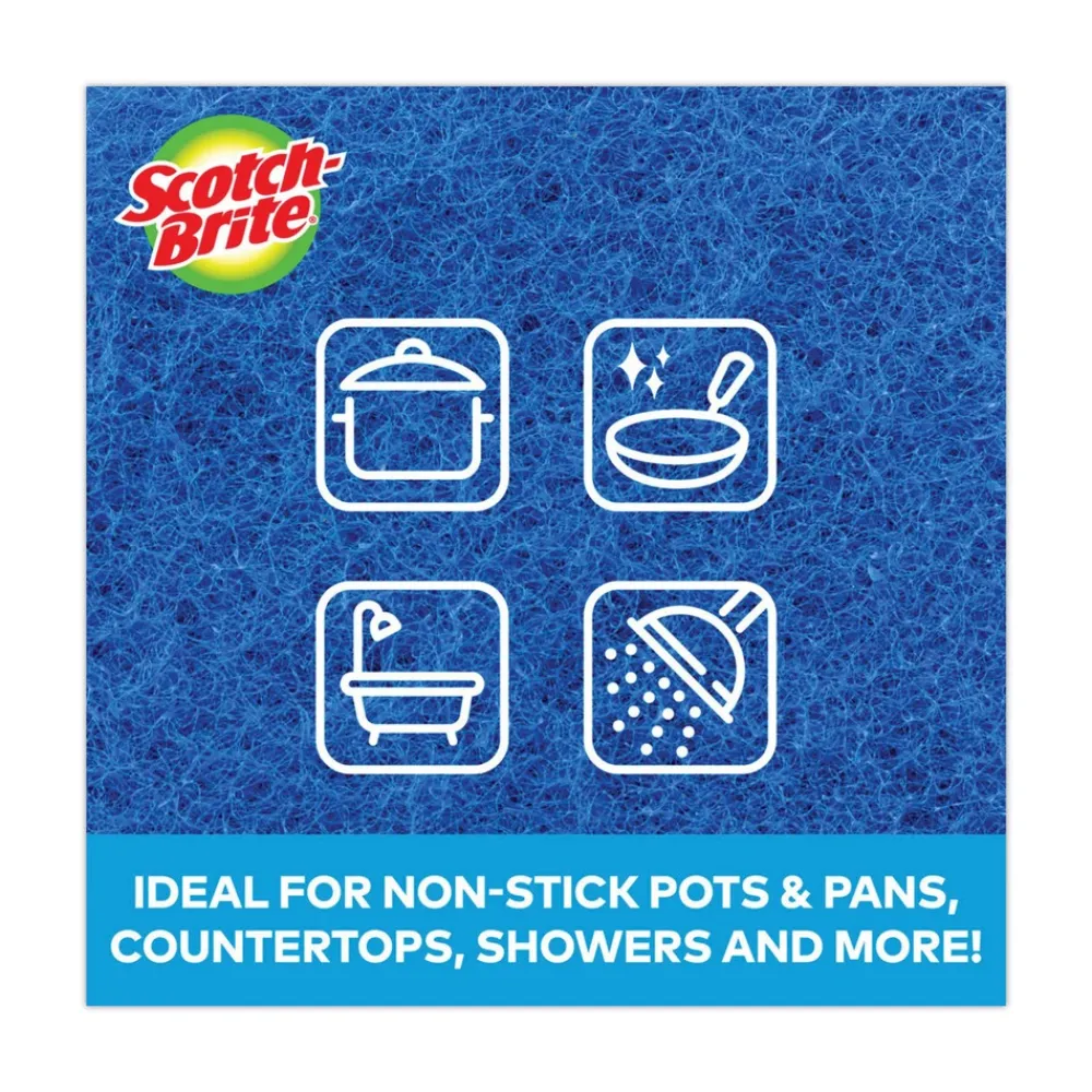 3 x 6 Non-Scratch Scour Pads - Blue (10/Carton) Cleaning & Janitorial Supplies