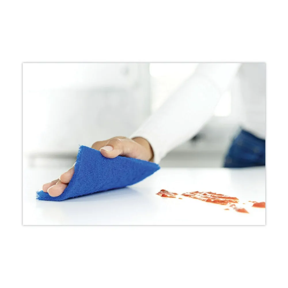 3 x 6 Non-Scratch Scour Pads - Blue (10/Carton) Cleaning & Janitorial Supplies