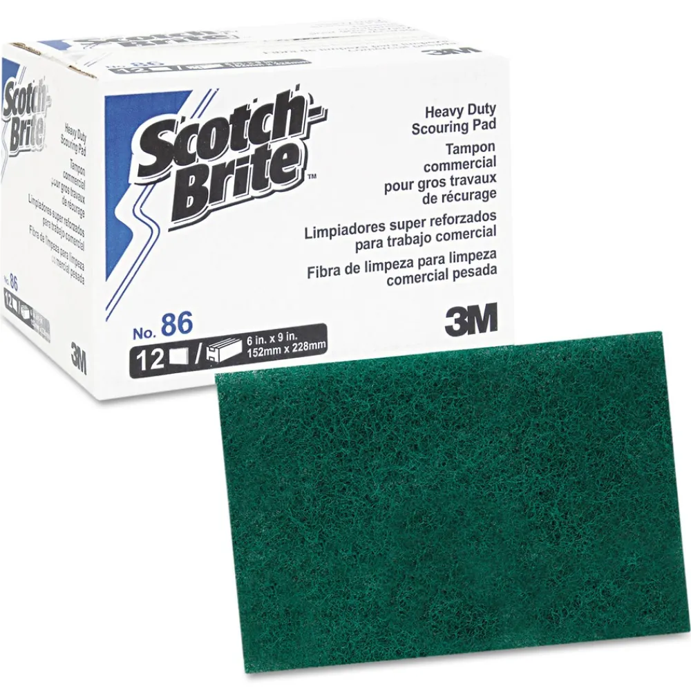 Outlet 6 in. x 9 in. Heavy-Duty Scouring Pad - Green (12/Pack, 3 Packs/Carton) Cleaning & Janitorial Supplies