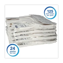 New 07140 15 in. x 18 in. Personal Sanitary Toilet Seat Covers - White (125/Pack, 24 Packs/Carton) Cleaning & Janitorial Supplies
