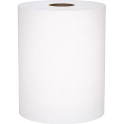 Clearance 8 in. x 800 ft. 1-Ply Universal 100 Percent Recycled Fiber Hard Roll Paper Towels - White (6/Carton) Cleaning & Janitorial Supplies