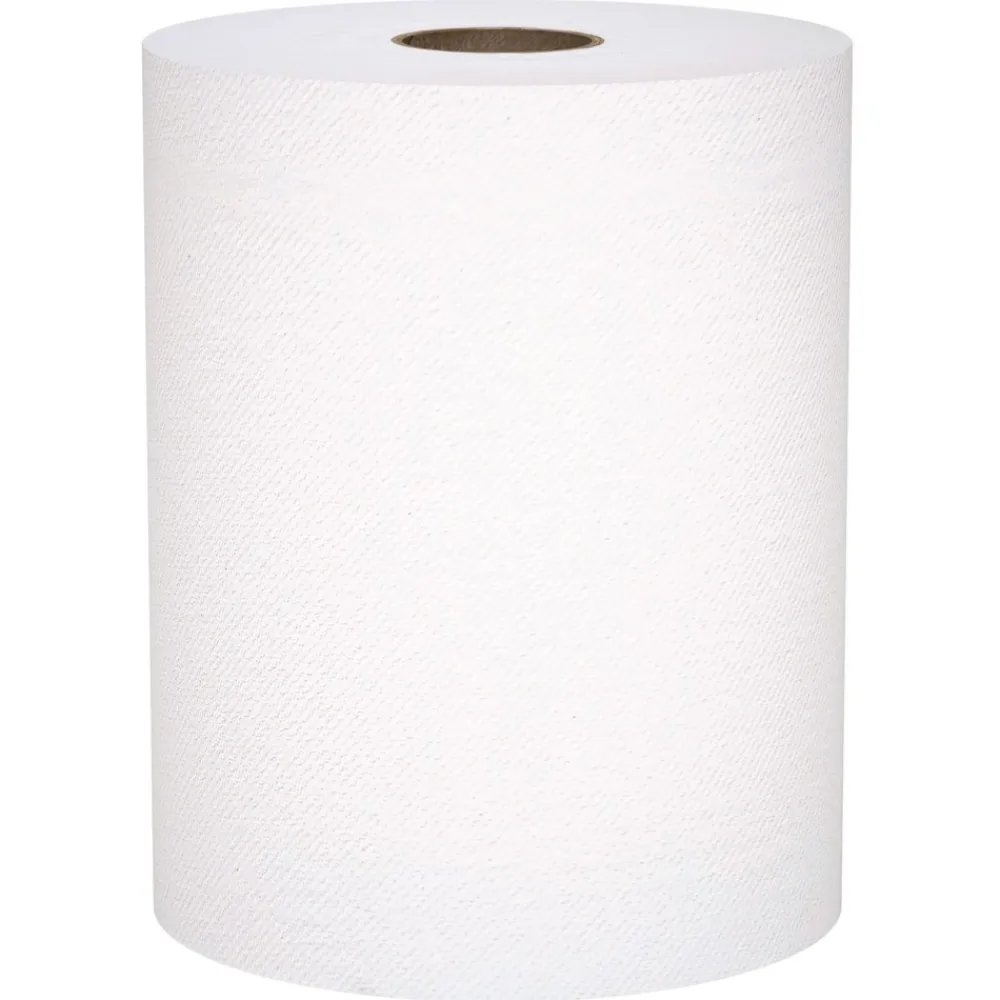 Clearance 8 in. x 800 ft. 1-Ply Universal 100 Percent Recycled Fiber Hard Roll Paper Towels - White (6/Carton) Cleaning & Janitorial Supplies