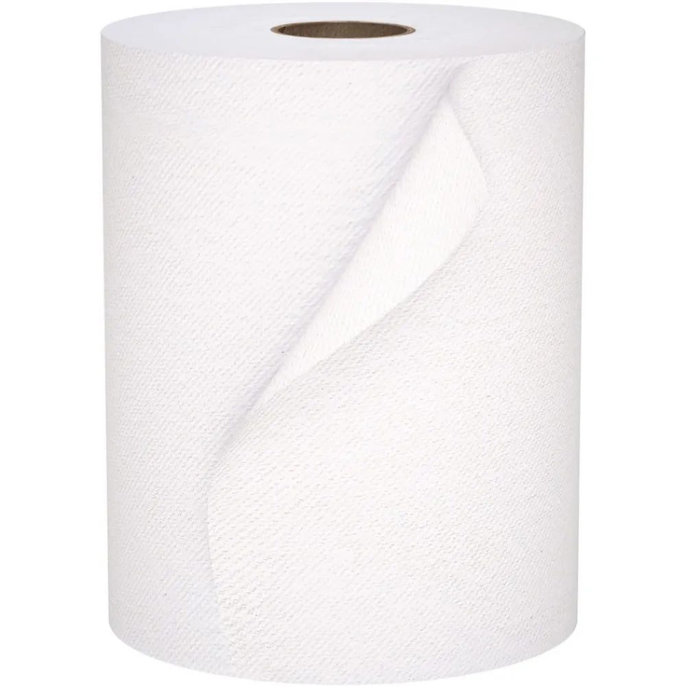 Clearance 8 in. x 800 ft. 1-Ply Universal 100 Percent Recycled Fiber Hard Roll Paper Towels - White (6/Carton) Cleaning & Janitorial Supplies