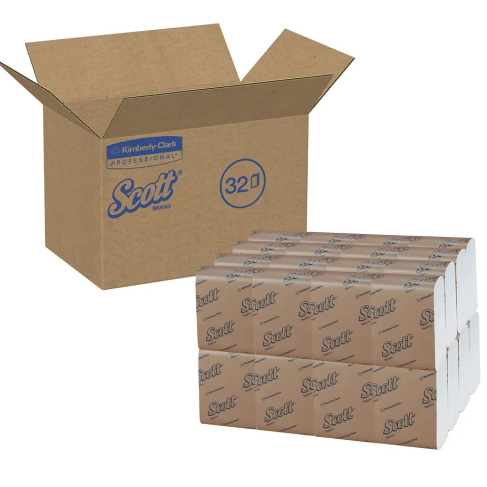 Sale 12 in. x 7 in. 1-Ply Low-Fold Dispenser Napkins - White (8000/Carton) Paper & Dispensers