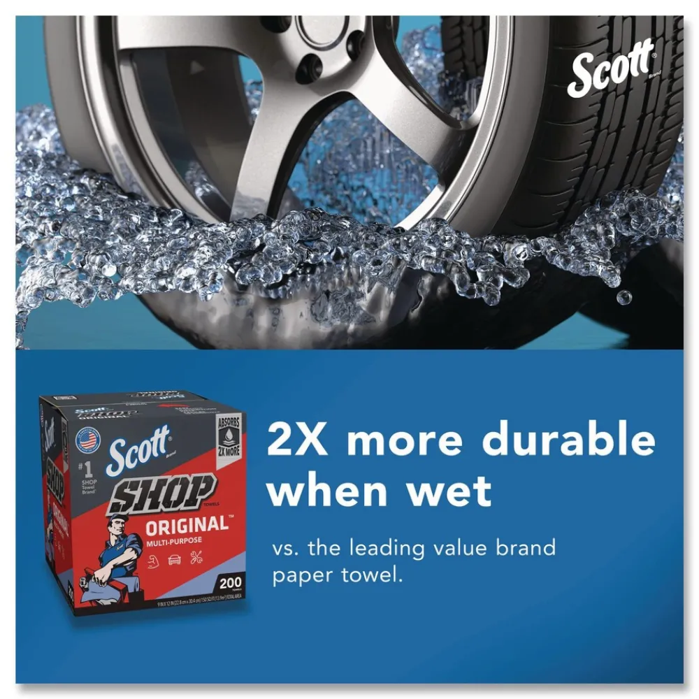 New 9 in. x 12 in. 1-Ply Shop Towels Original - Unscented/Blue (200/Box) Cleaning & Janitorial Supplies