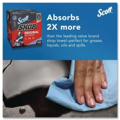 New 9 in. x 12 in. 1-Ply Shop Towels Original - Unscented/Blue (200/Box) Cleaning & Janitorial Supplies