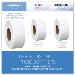 67805 2-Ply 3.55 in. x 1000 ft. Septic Safe Essential 100% Recycled Fiber JRT Bathroom Tissue for Business - White (12/Carton) Cleaning & Janitorial Supplies