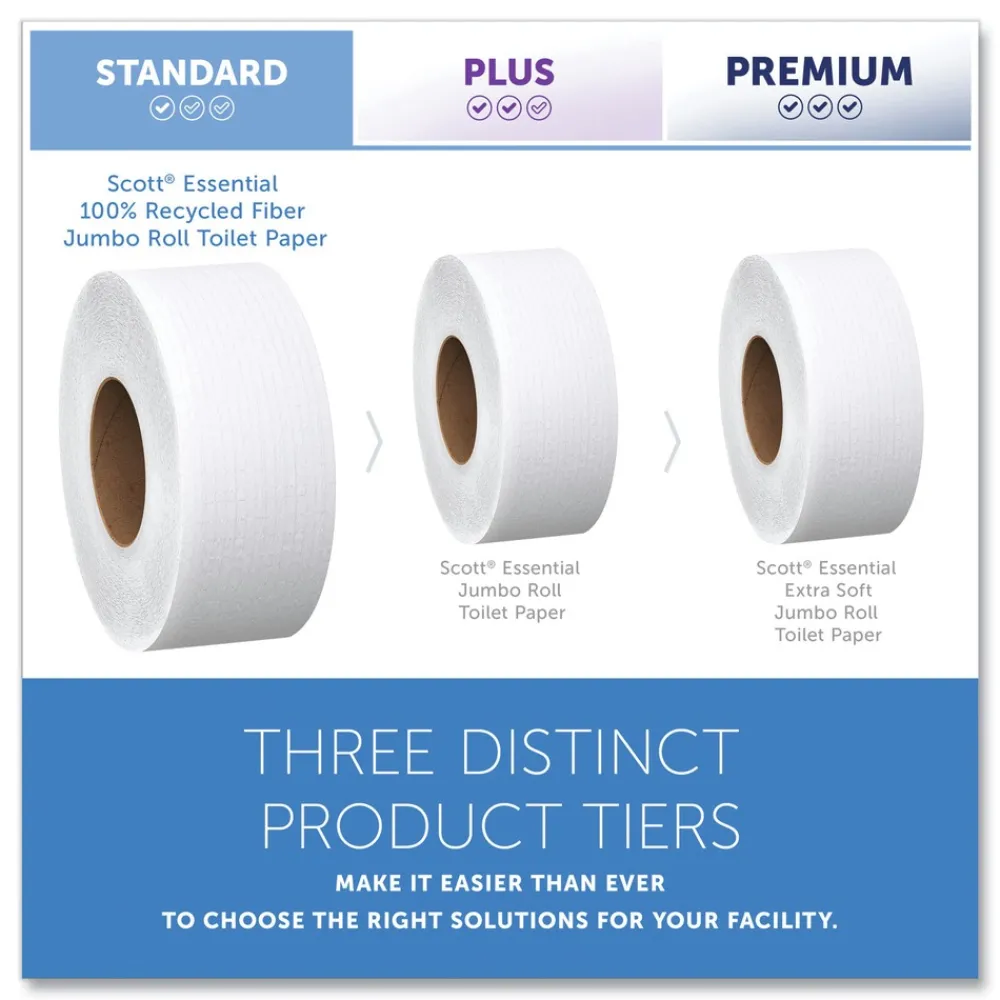 67805 2-Ply 3.55 in. x 1000 ft. Septic Safe Essential 100% Recycled Fiber JRT Bathroom Tissue for Business - White (12/Carton) Cleaning & Janitorial Supplies