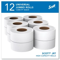 Hot Essential 3.55 in. x 1000 ft. 2-Ply Septic Safe JRT Jumbo Roll Bathroom Tissue - White (12 Rolls/Carton) Cleaning & Janitorial Supplies