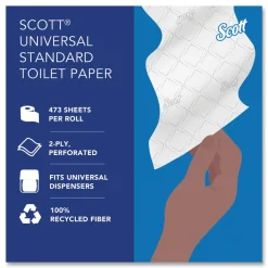 Discount Essential 100% Recycled Fiber SRB Septic Safe 2 Ply Bathroom Tissue - White (80/Carton) Paper & Dispensers