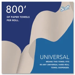 New Essential 100% Recycled Fiber Hard Roll Towel, 1-Ply, 8-in x 800-ft, 1.5-in Core, Brown, 6 Rolls/Carton Paper & Dispensers