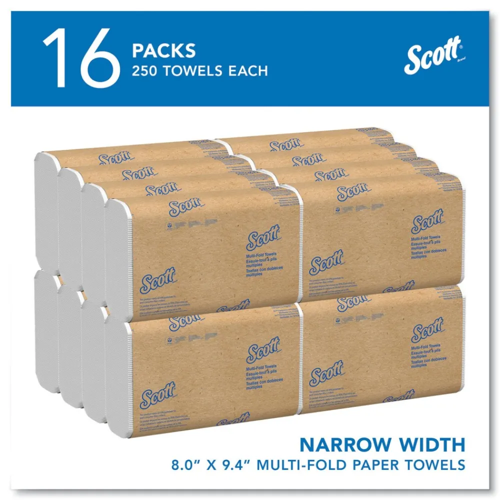 Online Essential 1-Ply 8 in. x 9.4 in. Multi-Fold Towels - White (16/Carton) Paper & Dispensers