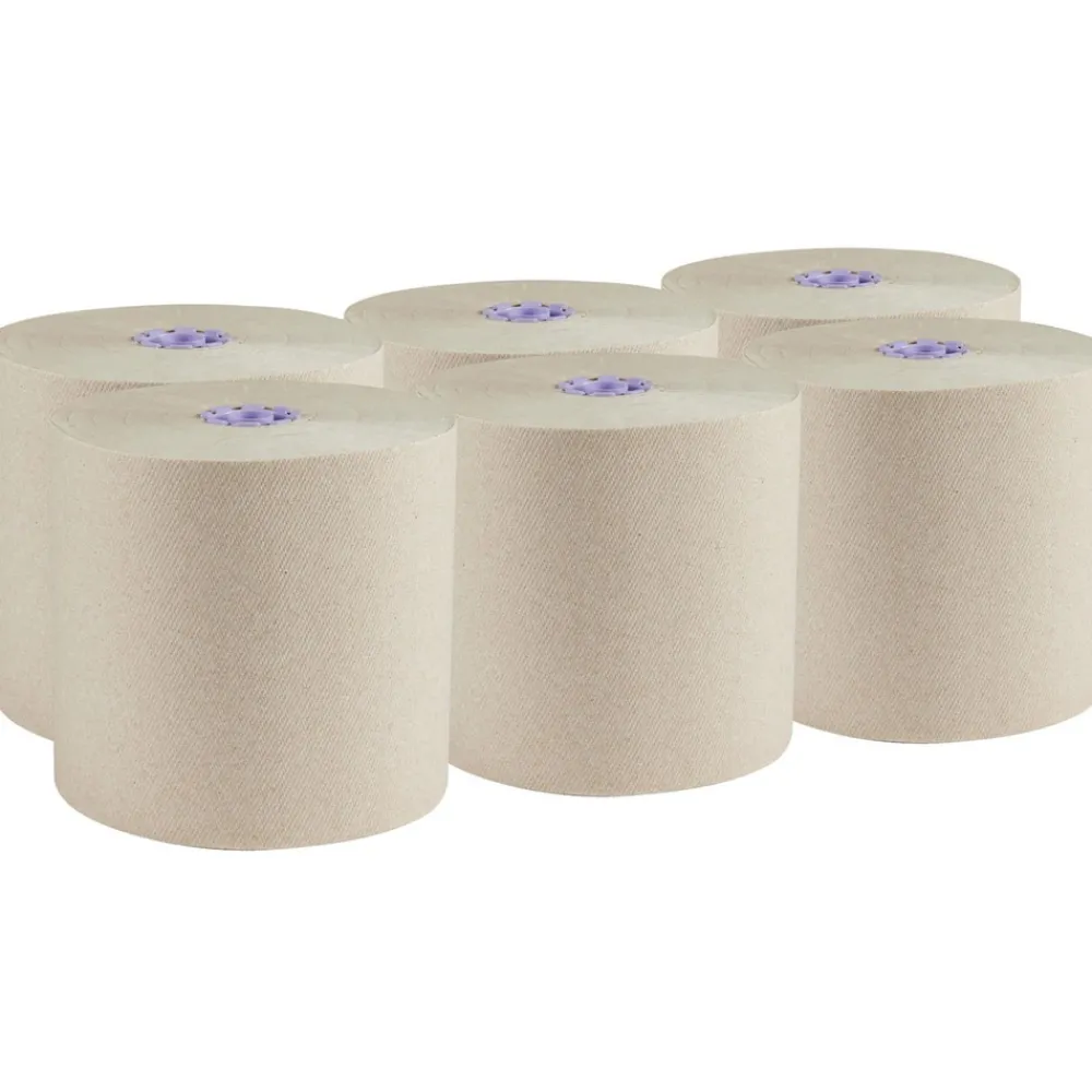 Online Essential 1-Ply 8 in. x 700 ft. 1.75 in. Core 100% Recycled Fiber Hard Roll Towel - Brown (6/Carton) Paper & Dispensers
