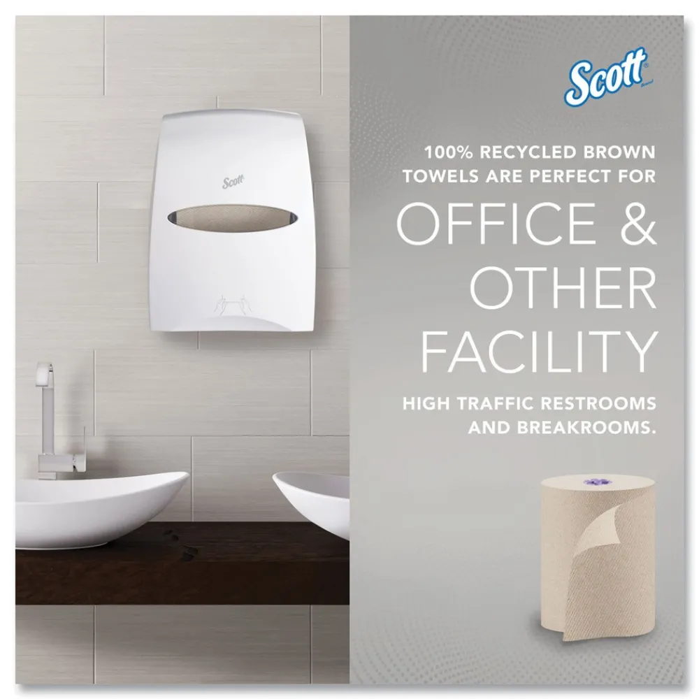 Online Essential 1-Ply 8 in. x 700 ft. 1.75 in. Core 100% Recycled Fiber Hard Roll Towel - Brown (6/Carton) Paper & Dispensers