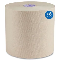 Online Essential 1-Ply 8 in. x 700 ft. 1.75 in. Core 100% Recycled Fiber Hard Roll Towel - Brown (6/Carton) Paper & Dispensers