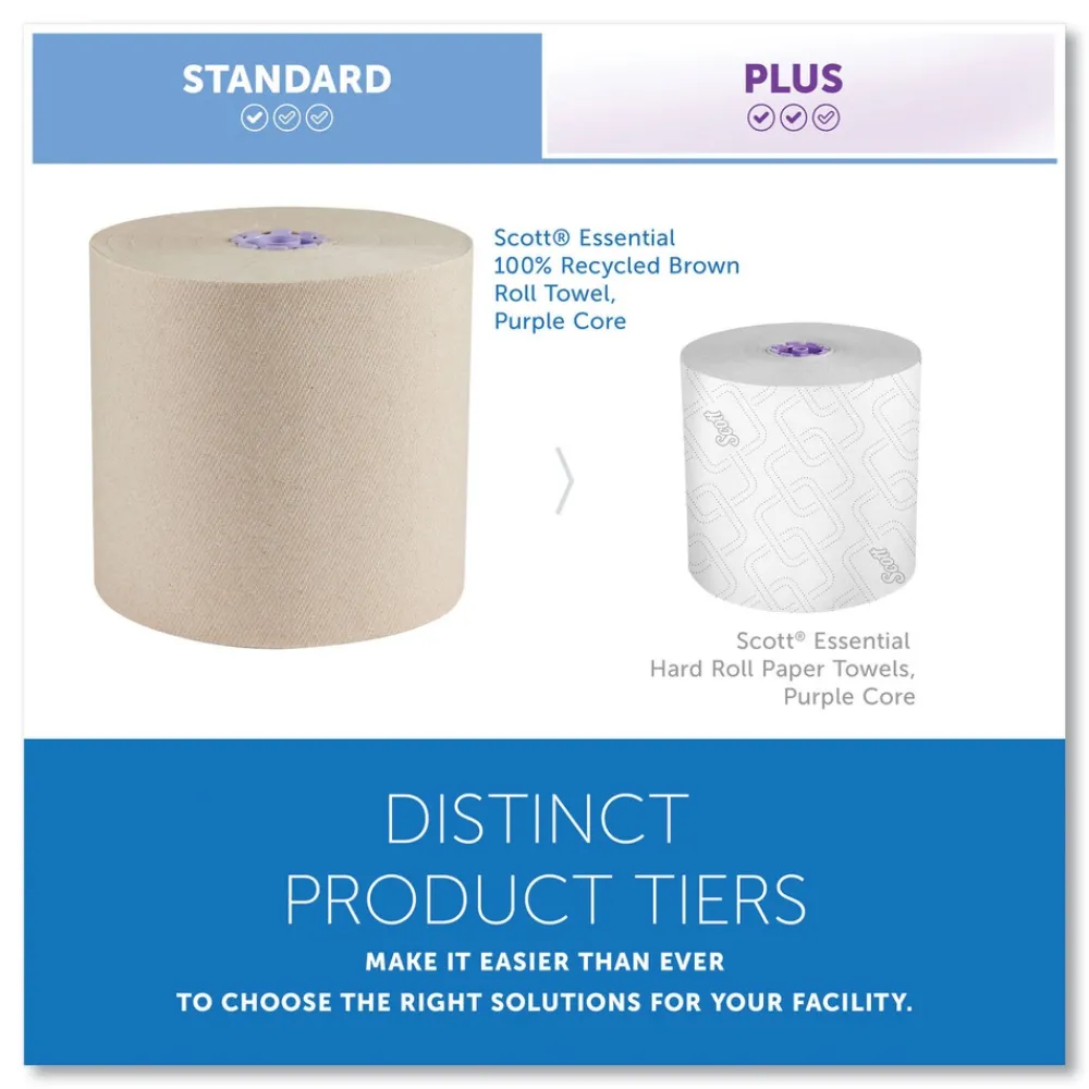 Online Essential 1-Ply 8 in. x 700 ft. 1.75 in. Core 100% Recycled Fiber Hard Roll Towel - Brown (6/Carton) Paper & Dispensers