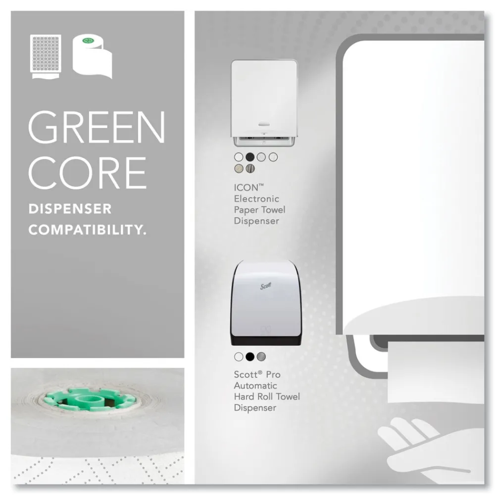 Online 1-Ply 1150 ft. Pro Hard Roll Paper Towels with Elevated Design for Pro Dispenser - Green Core Only (6/Carton) Paper & Dispensers