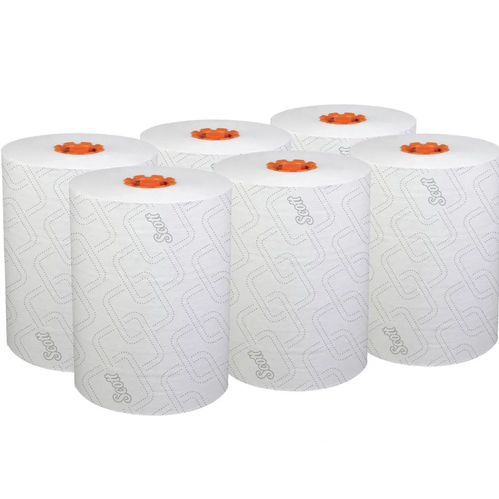 Online 1-Ply 8 in. x 580 ft. Slimroll Towels - White/Orange Core (6/Carton) Paper & Dispensers