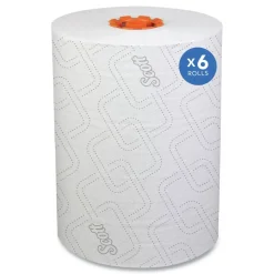 Online 1-Ply 8 in. x 580 ft. Slimroll Towels - White/Orange Core (6/Carton) Paper & Dispensers