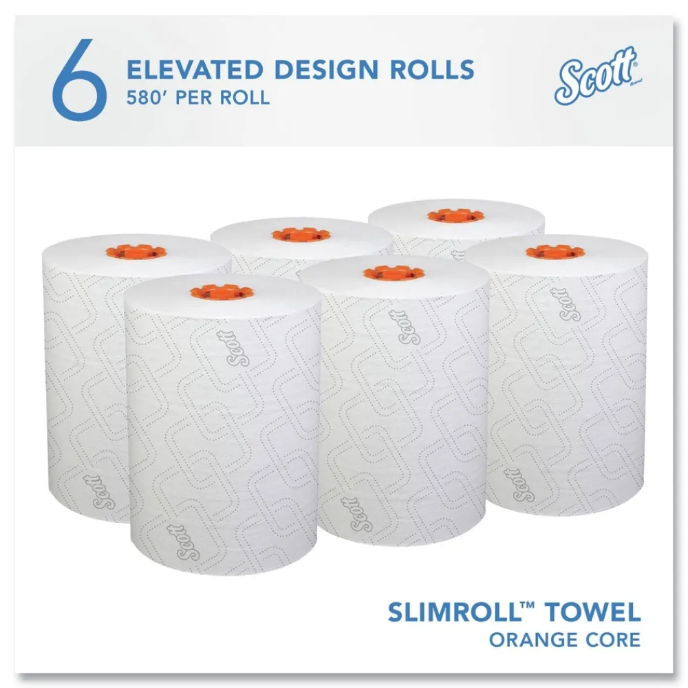 Online 1-Ply 8 in. x 580 ft. Slimroll Towels - White/Orange Core (6/Carton) Paper & Dispensers