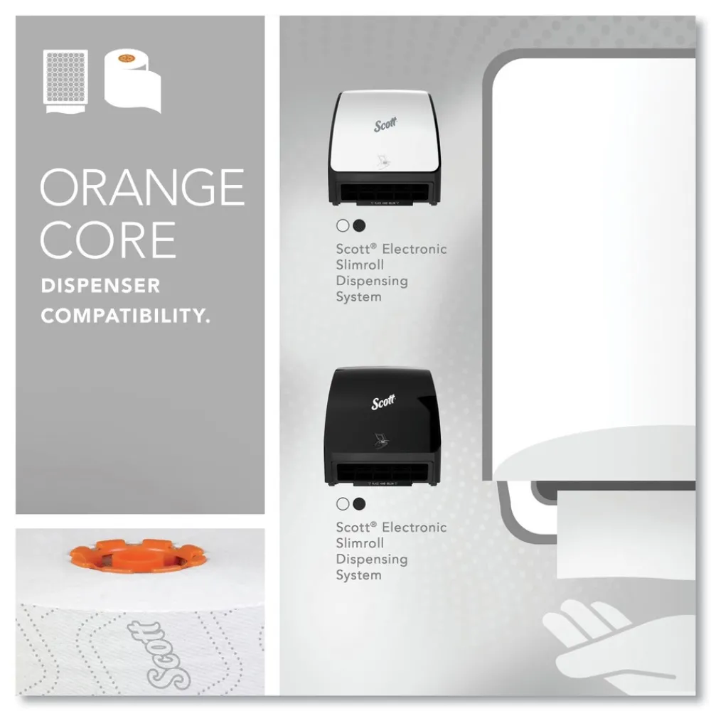 Online 1-Ply 8 in. x 580 ft. Slimroll Towels - White/Orange Core (6/Carton) Paper & Dispensers