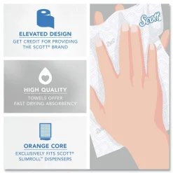 Online 1-Ply 8 in. x 580 ft. Slimroll Towels - White/Orange Core (6/Carton) Paper & Dispensers