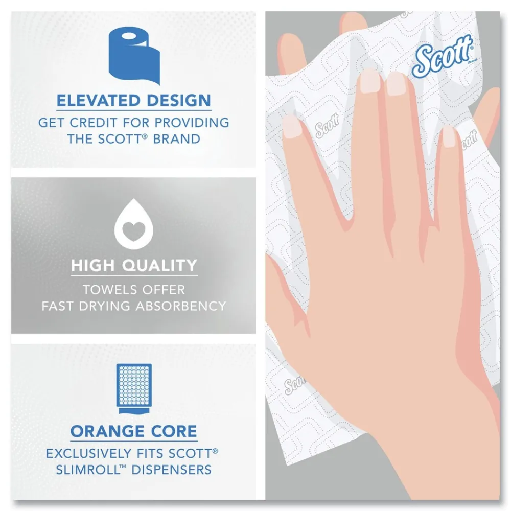 Online 1-Ply 8 in. x 580 ft. Slimroll Towels - White/Orange Core (6/Carton) Paper & Dispensers