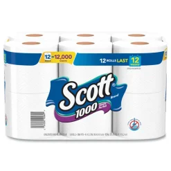 Hot 1-Ply 4.1 in. x 3.7 in. Septic Safe Toilet Paper - White (48/Carton) Paper & Dispensers