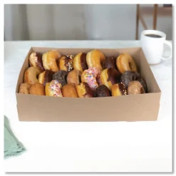 Clearance 13.5 in. x 9.88 in. x 3.38 in. Kraft Paper Donut Trays - Brown (150/Carton) Tabletop And Serveware