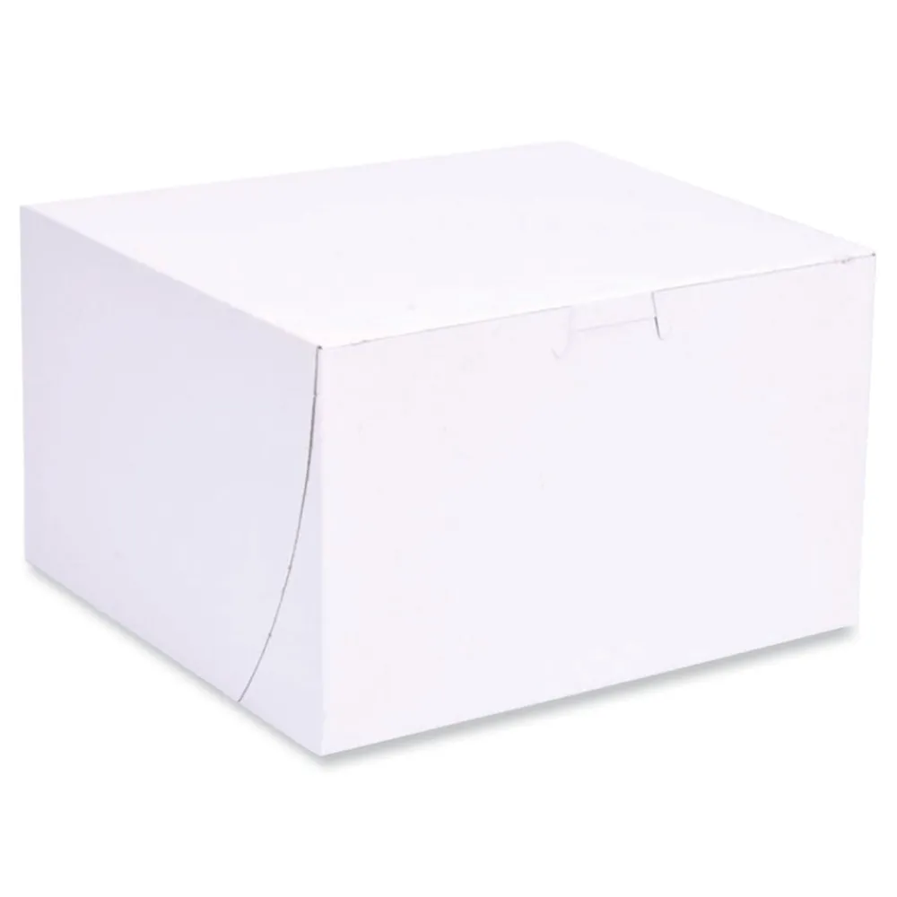 Discount 8 in. x 8 in. x 5 in. Paper Standard Bakery Boxes - White (100/Carton) Tabletop And Serveware