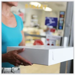 Online 19 in. x 14 in. x 4 in. Paper Standard Bakery Boxes - White (50/Carton) Tabletop And Serveware