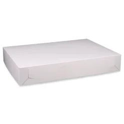 Discount 26 in. x 18.5 in. x 4 in. Paper Standard Bakery Boxes - White (50/Carton) Tabletop And Serveware