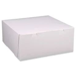 New 12 in. x 12 in. x 5 in. Paper Standard Bakery Boxes - White (100/Carton) Tabletop And Serveware